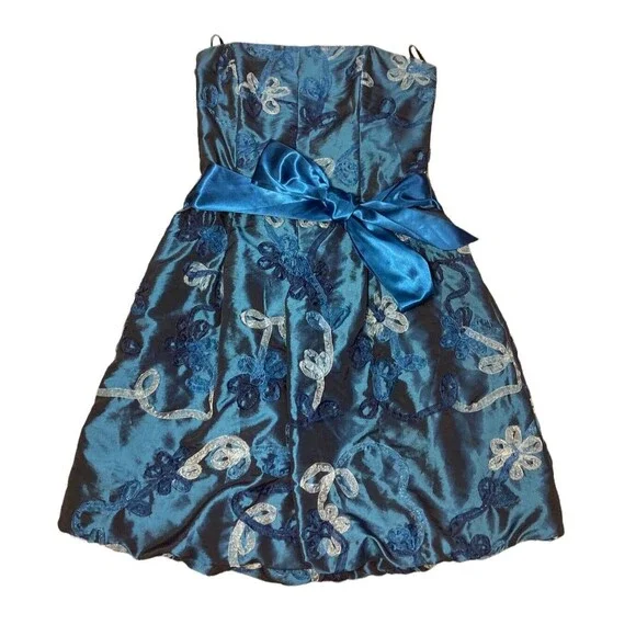 Cache | Dresses | Cache Dress 8 Cocktail Prom Dance Bubble Skirt Strapless  Blue Floral Ribbon Y2k | Poshmark